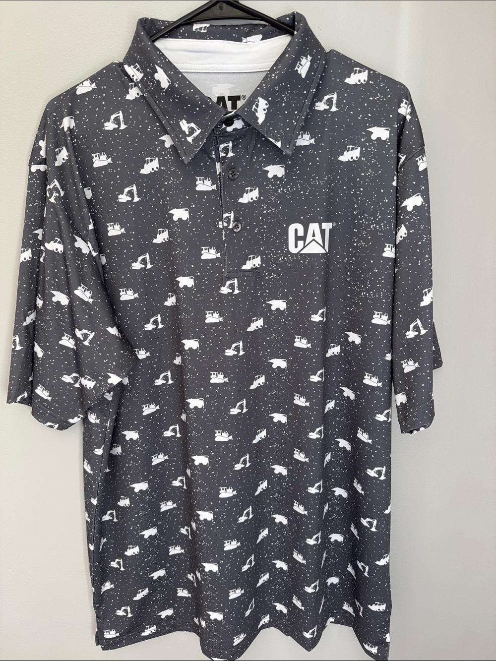 Charcoal grey CAT Caterpillar performance polo